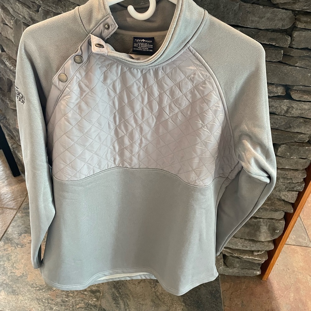 Grey Quilted Snap Up Pullover